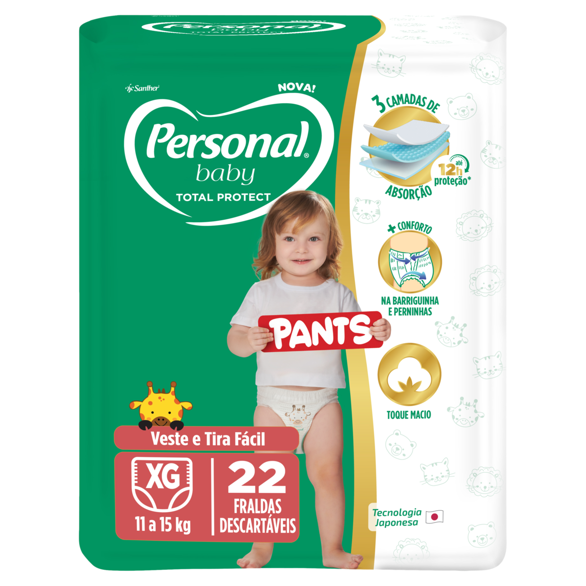 Fralda Personal Baby Total Protect Pants XG 22 Unidades