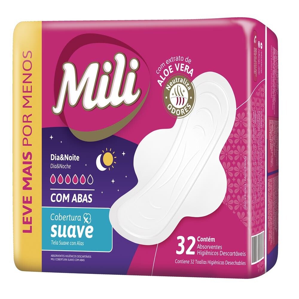 Absorvente Mili Proteção Total Cobertura Suave com Abas com 32 Unidades -  MILI