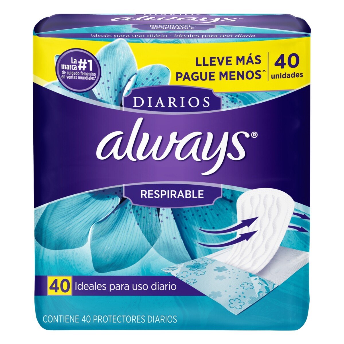 Capa do produto Protetores Diários Always Respirável 40 Unidades