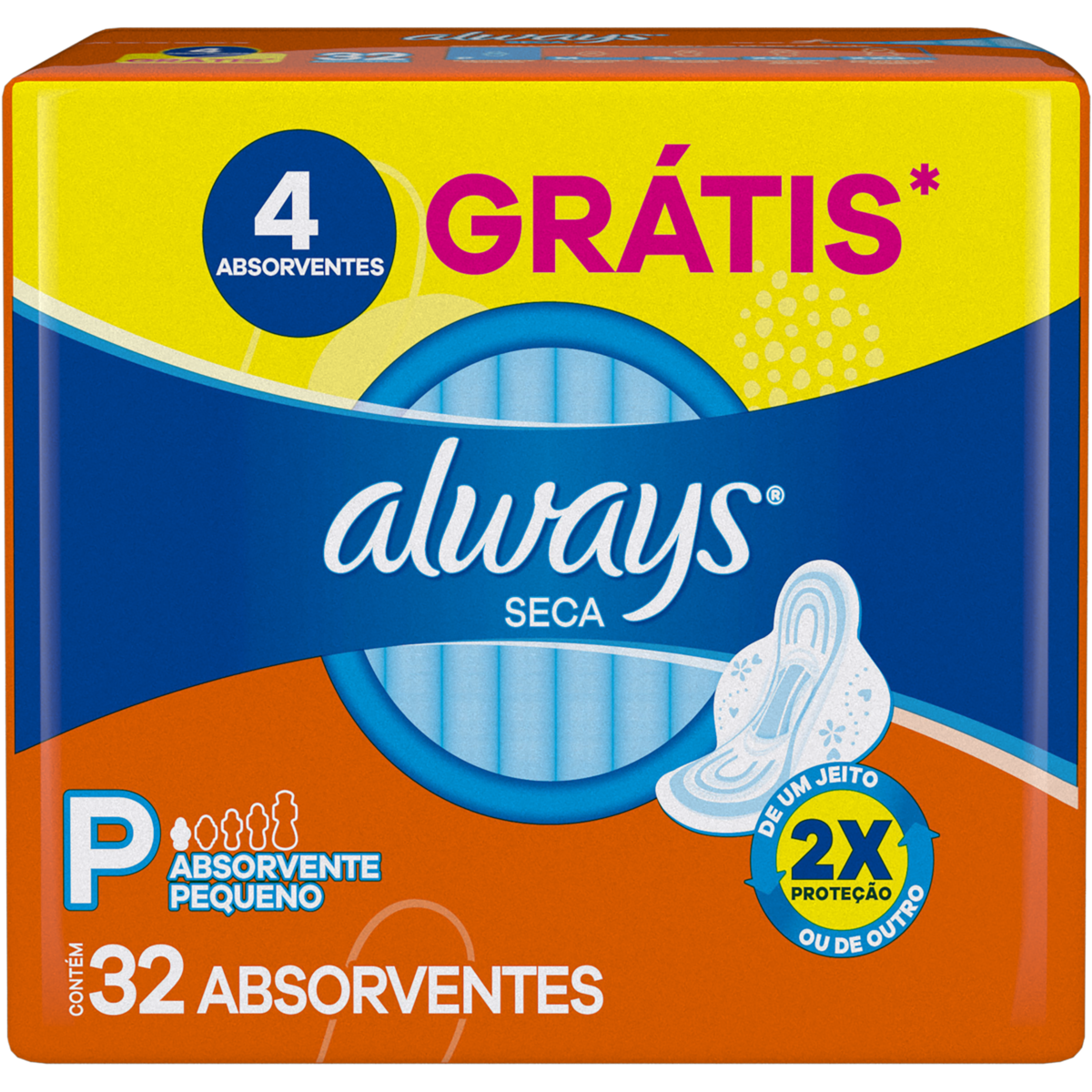Capa do produto Absorvente Always Super Proteção Cobertura Seca Com Abas 32 Unidades
