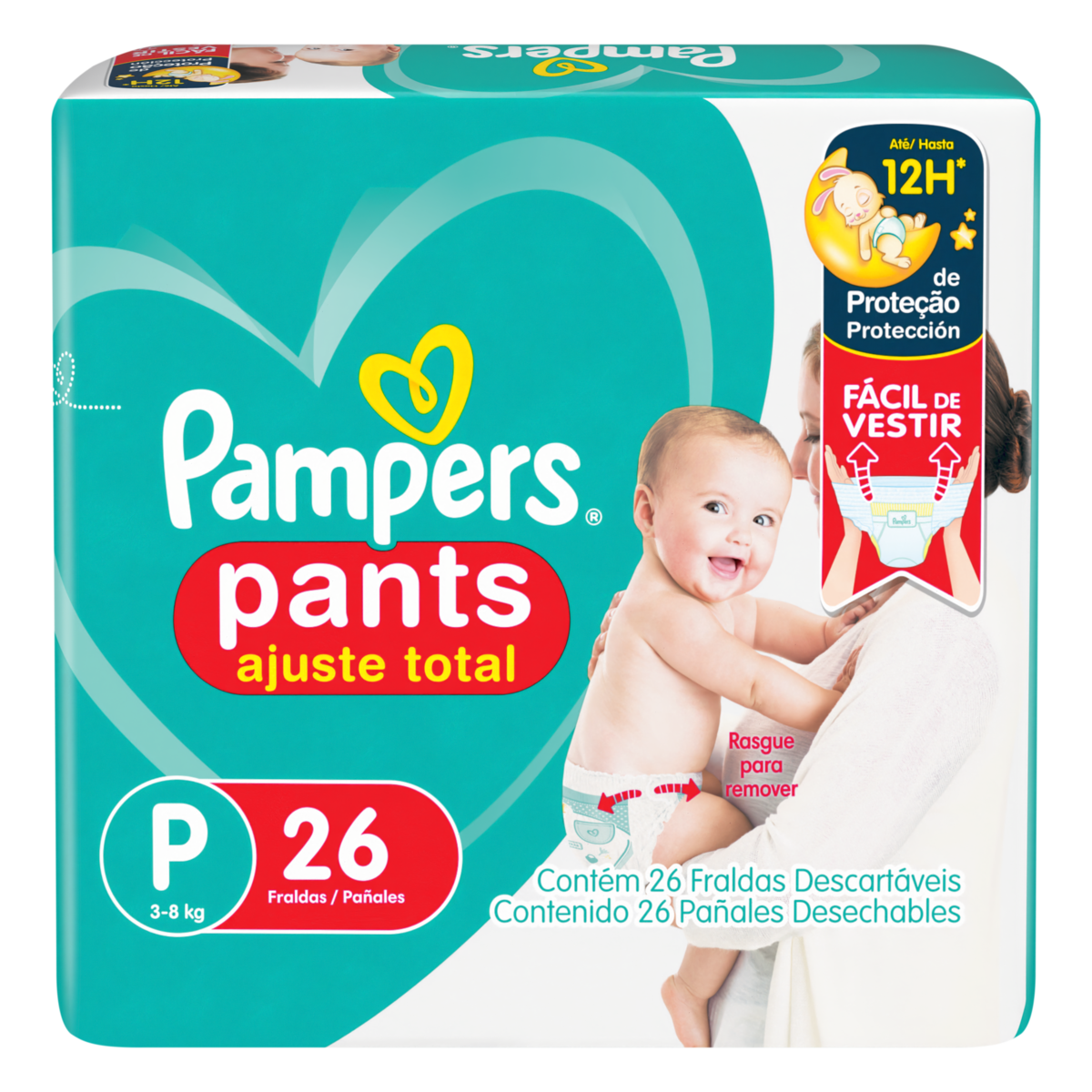 Capa do produto Fraldas Pampers Pants Ajuste Total P 26 Unidades