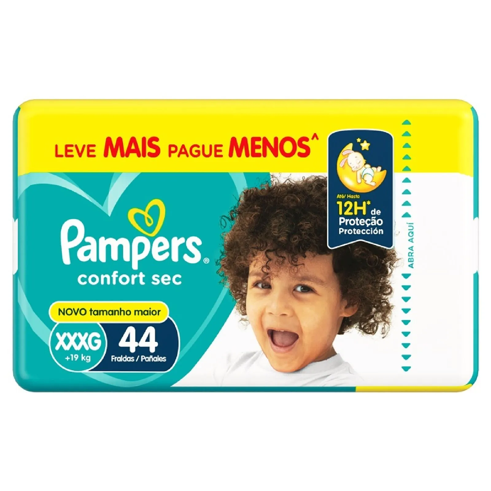 Capa do produto Fralda Descartável Pampers Confort Sec Super XXXG 44 Unidades