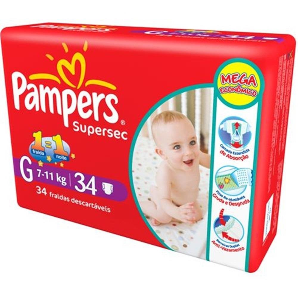 Capa do produto Fralda Pampers Supersec Mega G 34 unidades