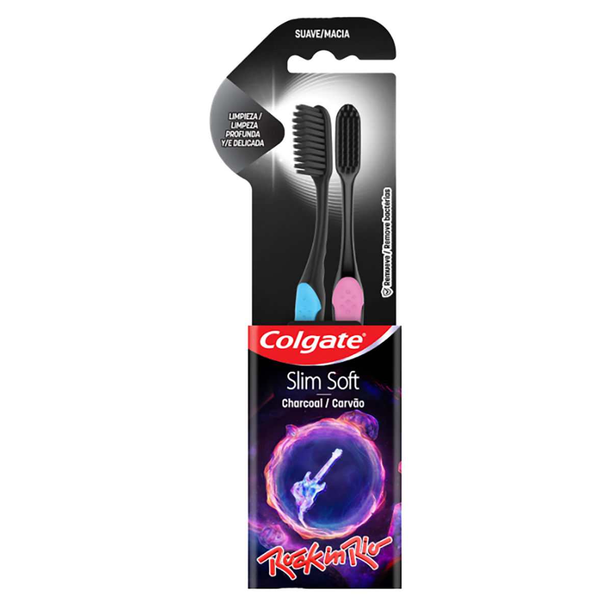 Capa do produto Escova De Dente Colgate Slim Soft Black 2 Unidades