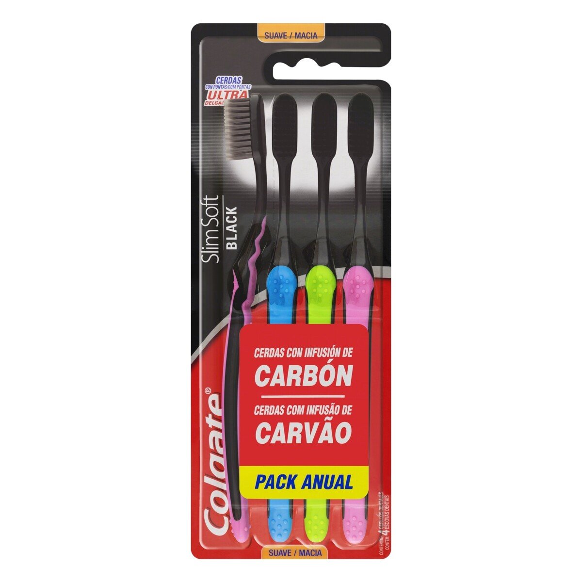 Capa do produto Escova Dental Colgate Slim Soft Black 4 Unid