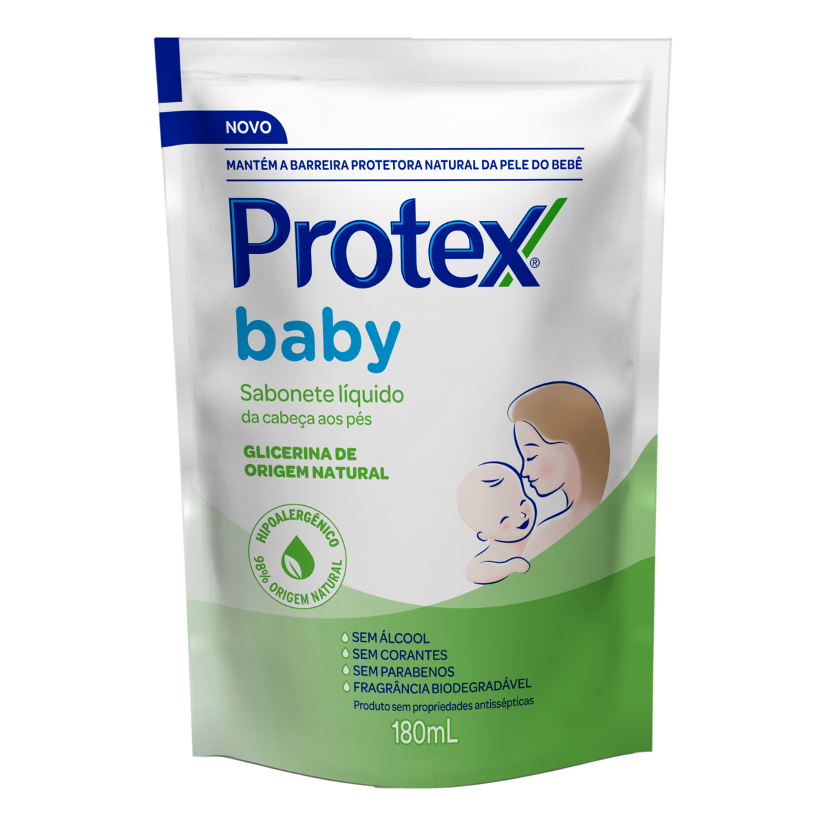 Capa do produto Sabonete Líquido De Glicerina Da Cabeça Aos Pés Protex Baby Sachê 180Ml
