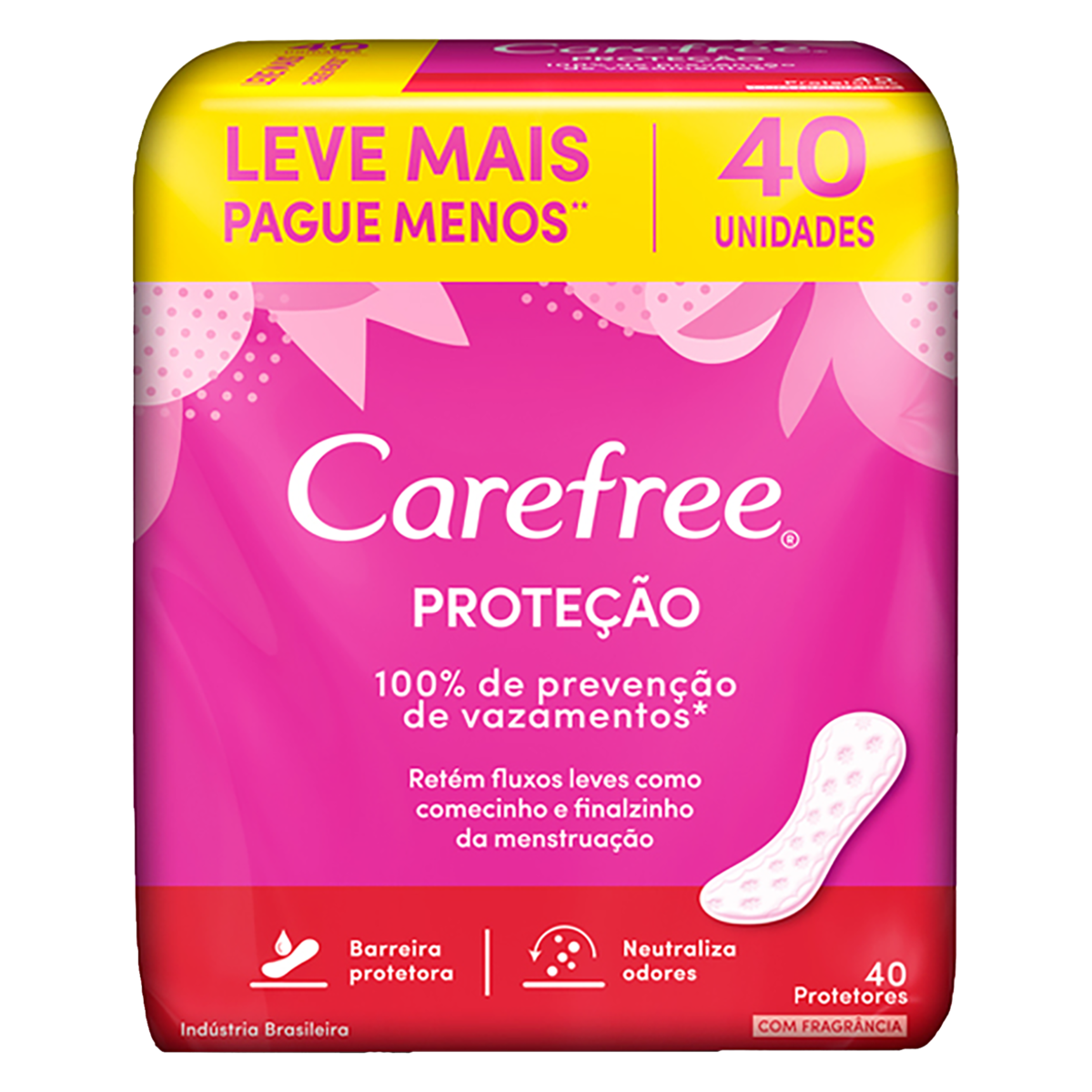 Capa do produto Protetor Diário Carefree Original Com Perfume 40 Unidades