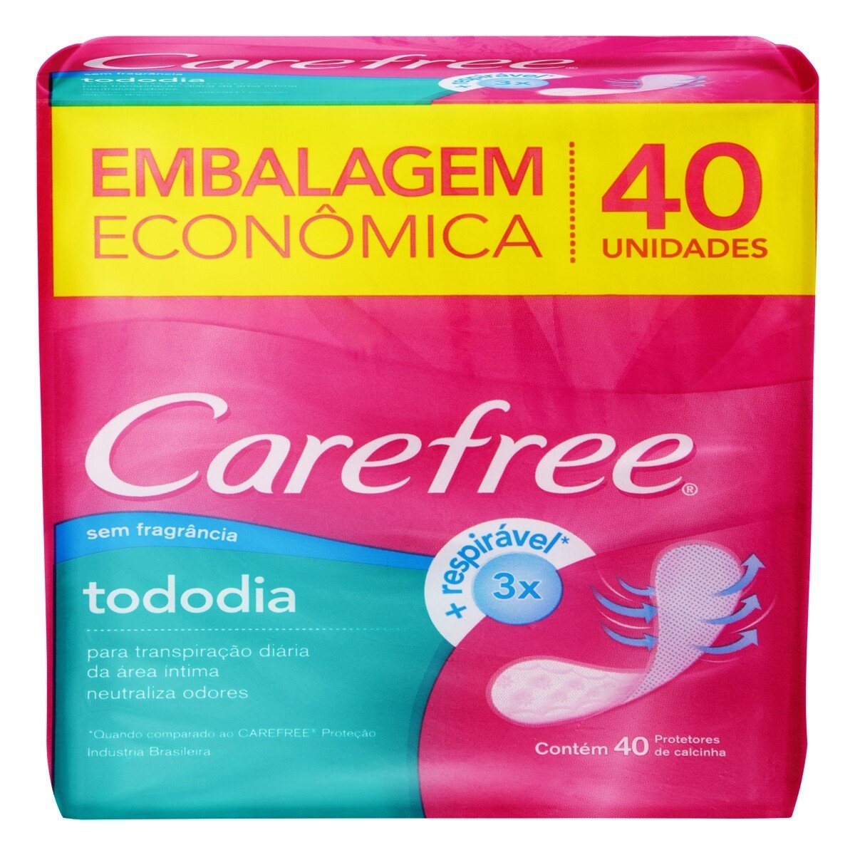 Capa do produto Absorvente Carefree Protetor Diario Brisa Com Perfume Sem Abas 40 Unidades