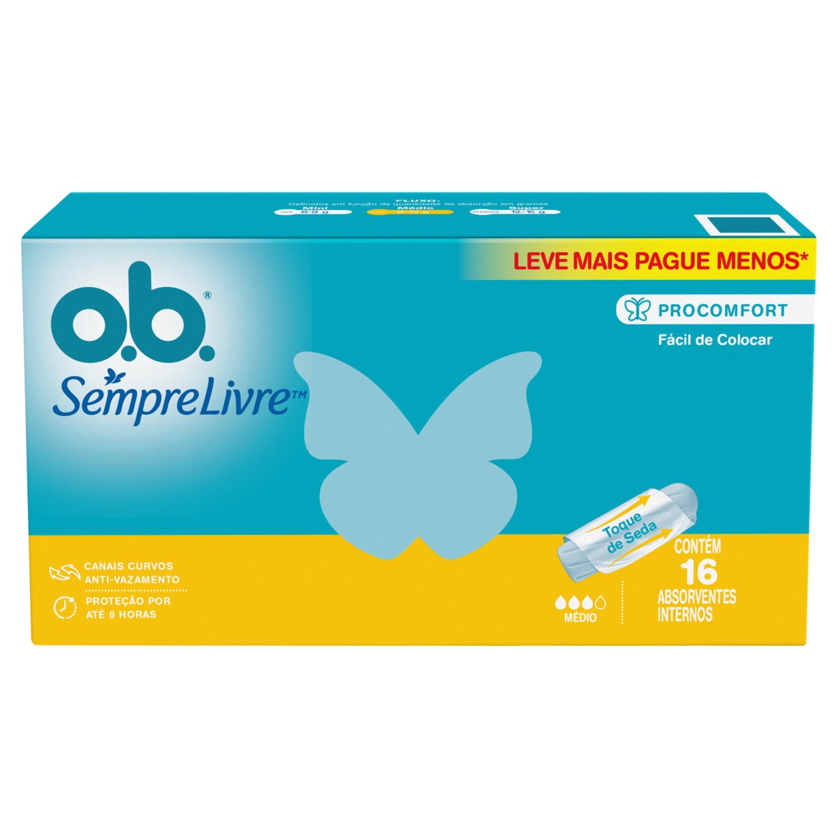 Capa do produto Absorvente Interno O.B. Medio 16 Unidades
