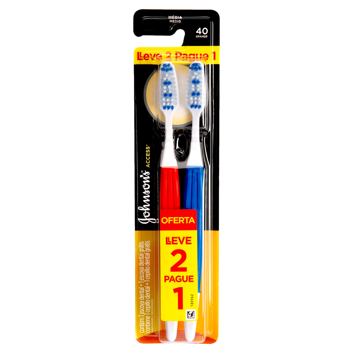 Capa do produto Escova Dental Reach Access Johnson & Johnson Média 40 Grande