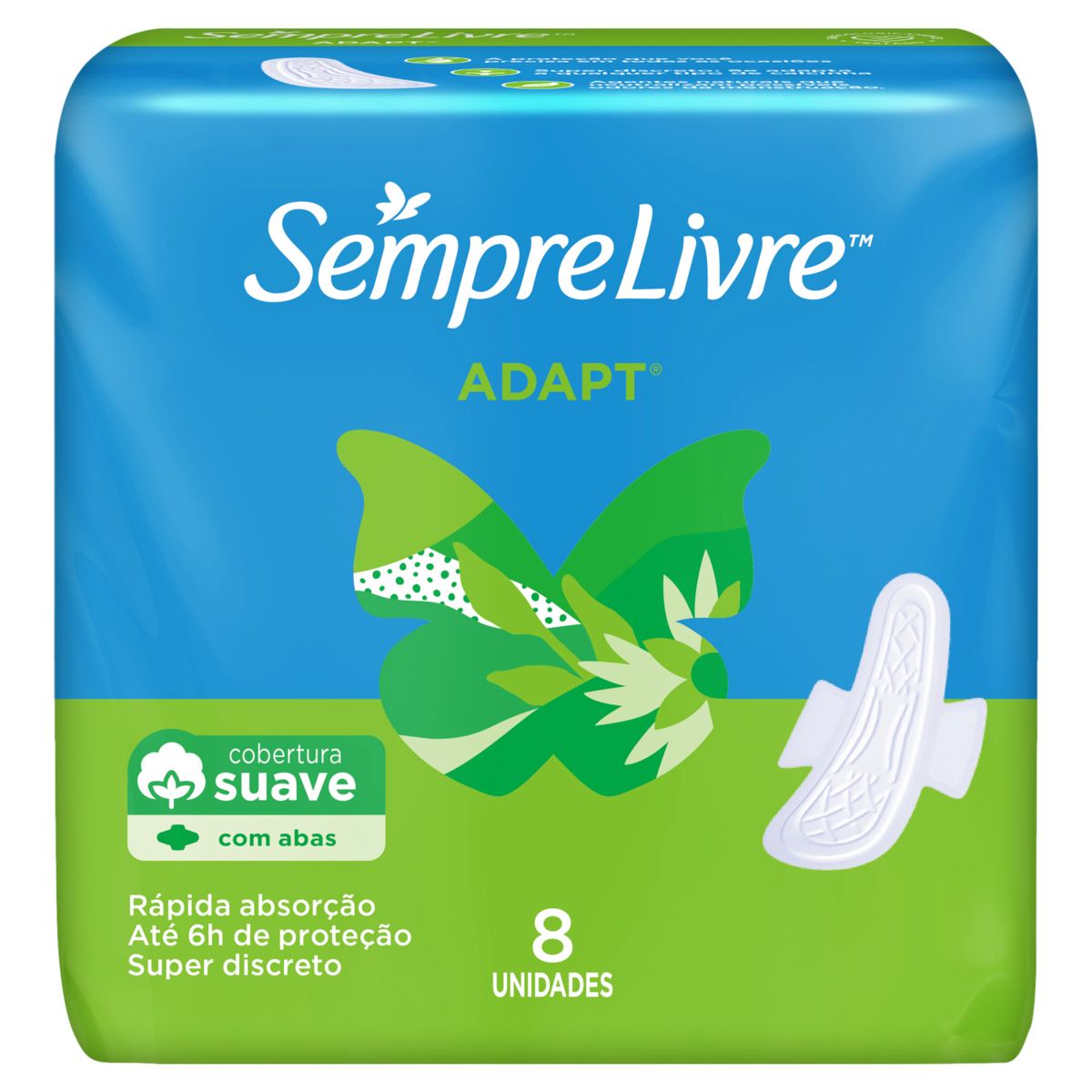 Capa do produto Absorvente Sempre Livre Especial Adapt Toque Suave Com Abas 8 Unidades