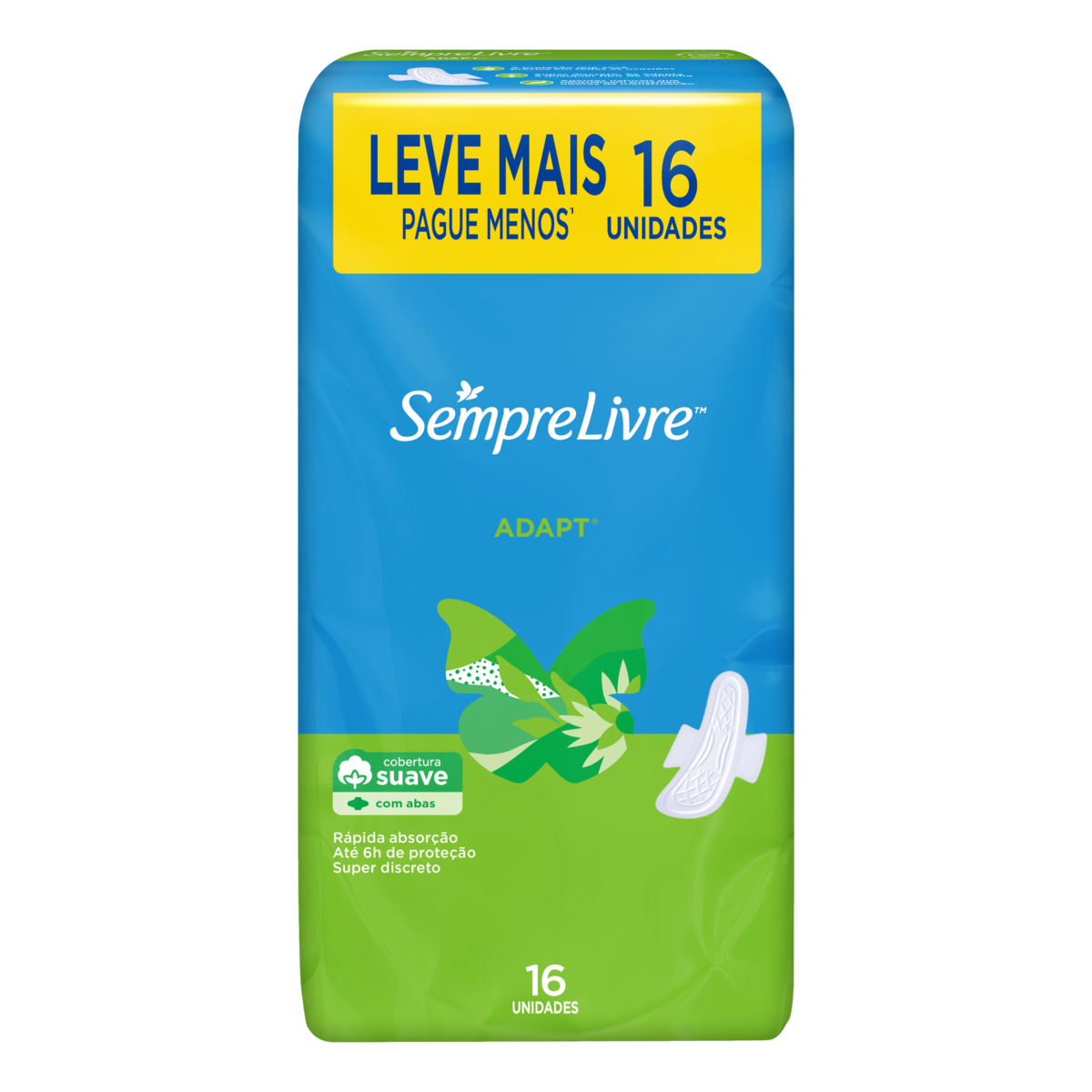 Capa do produto Absorvente Sempre Livre Especial Adapt Toque Suave Com Abas 16 Unidades