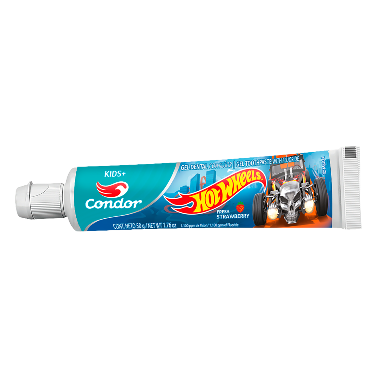 Capa do produto Kit Escova + Gel Dental com Flúor Morango Hot Wheels 50g Condor Kids+ Grátis Estojo Protetor