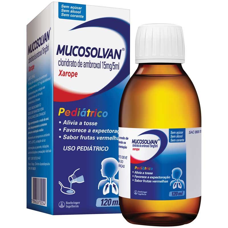 Capa do produto Mucosolvan Xarope Pediátrico 15Mg/5Ml 120Ml