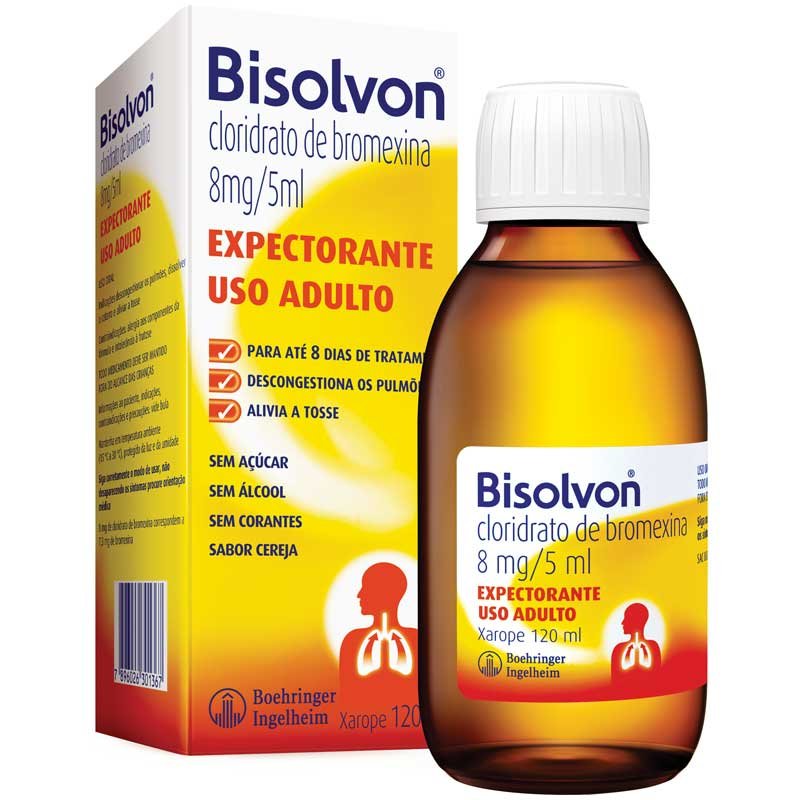 Capa do produto Xarope Expectorante Bisolvon Adulto 8Mg/5Ml 120Ml