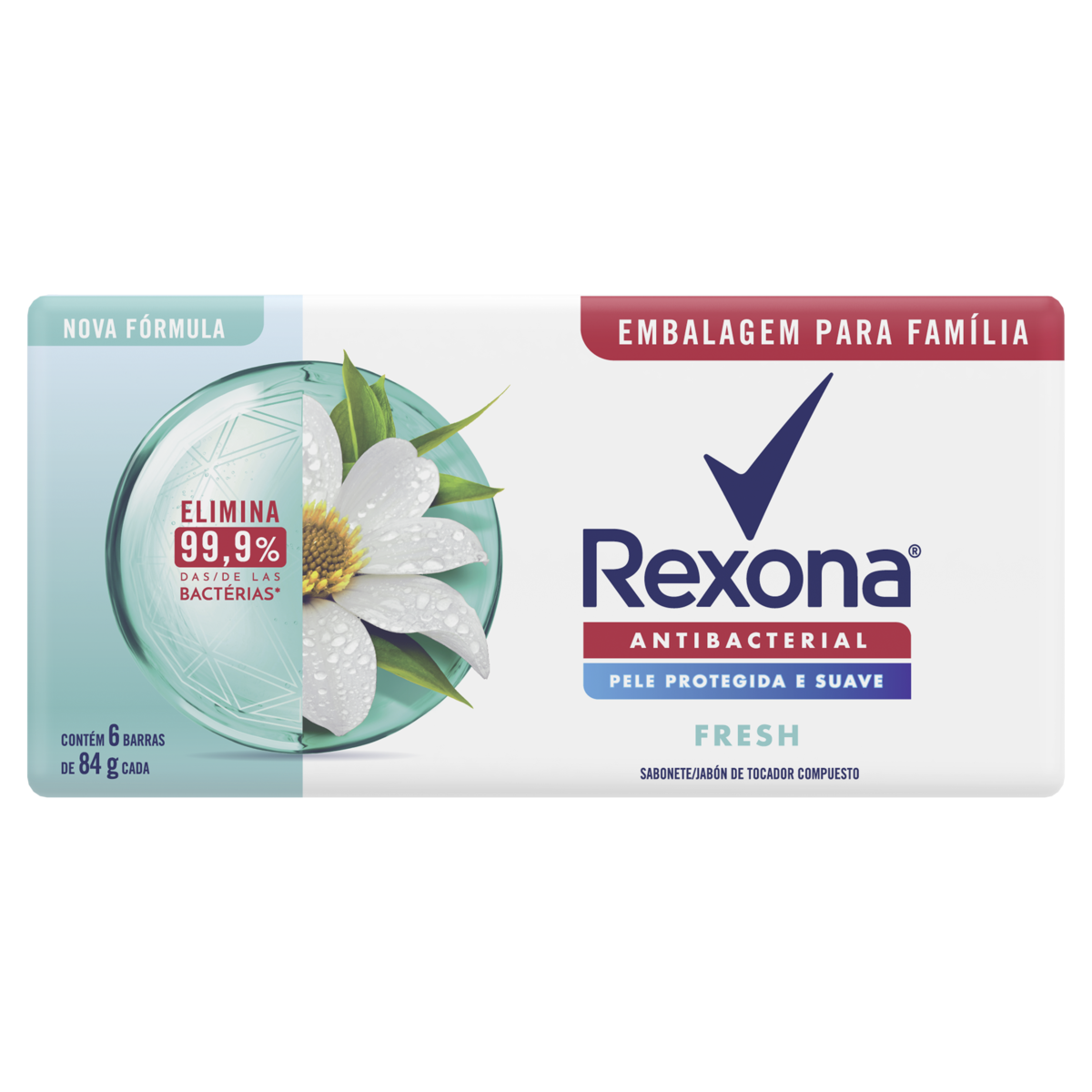 Capa do produto Sababonete Rexona Antibac Fresh 84G Com 6 Unidades