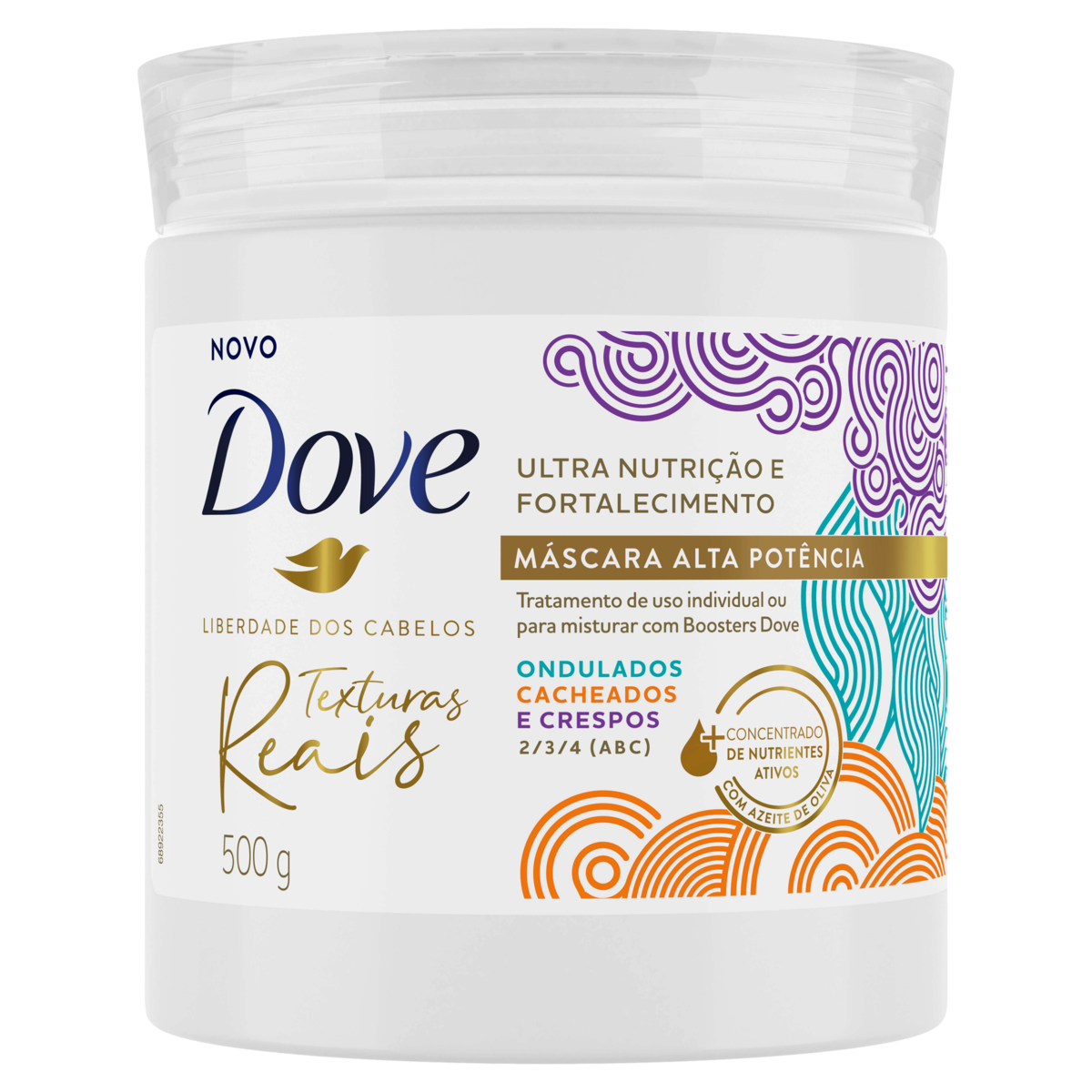 Capa do produto Máscara de Tratamento Dove Texturas Reais Ondulados, Cacheados e Crespos Pote 500g