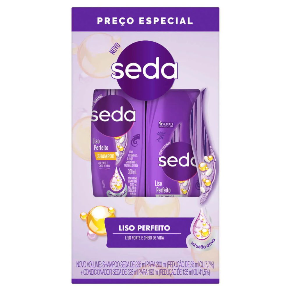 Capa do produto Kit Seda Liso Perfeito Shampoo 300Ml + Condicionador 190Ml
