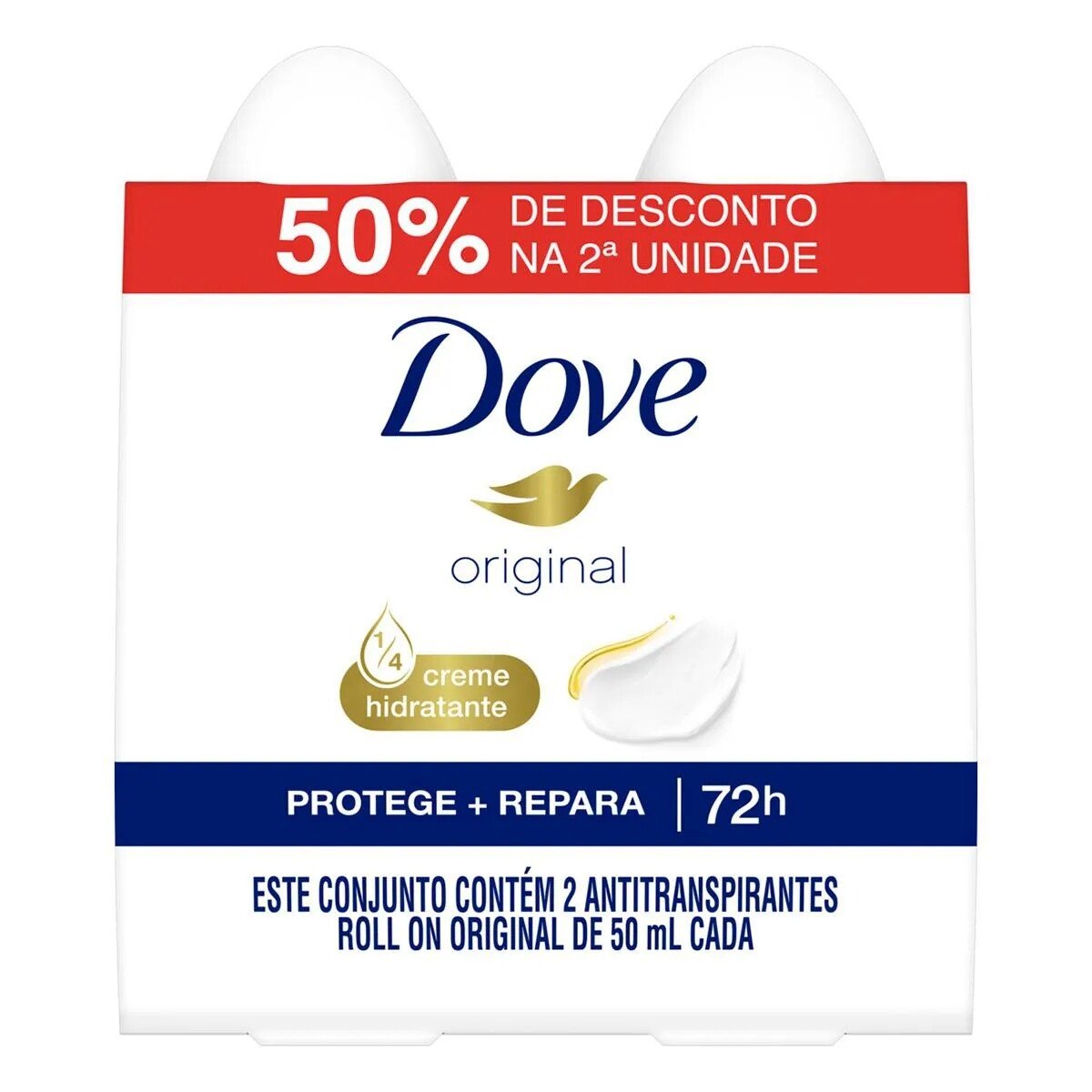 Capa do produto Kit Desodorante Antitranspirante Roll-On Dove Original 72h 2 unidades de 50ml cada