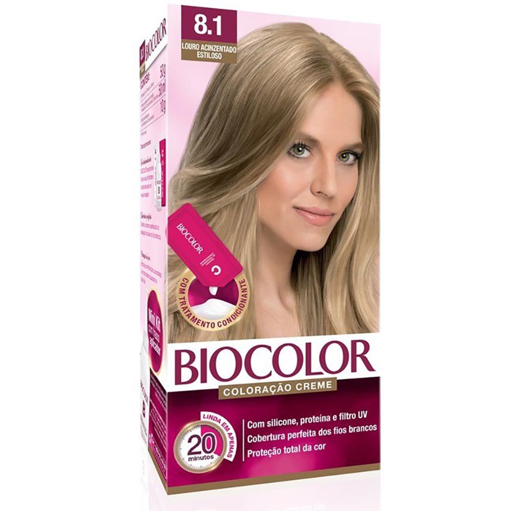 Capa do produto Kit Tintura Biocolor Mini Louro Acinzentado Estiloso 8.1 50G