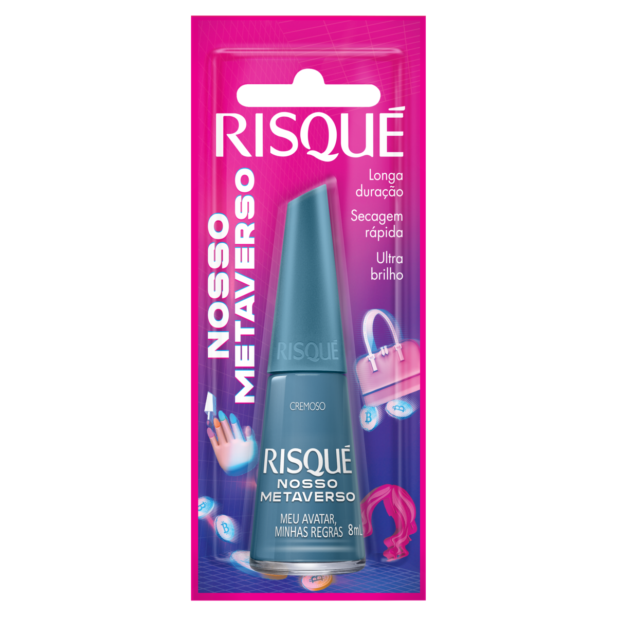 offer-product-image-Esmalte Cremoso Meu Avatar, Minhas Regras Risqué Nosso Metaverso Blister 8ml