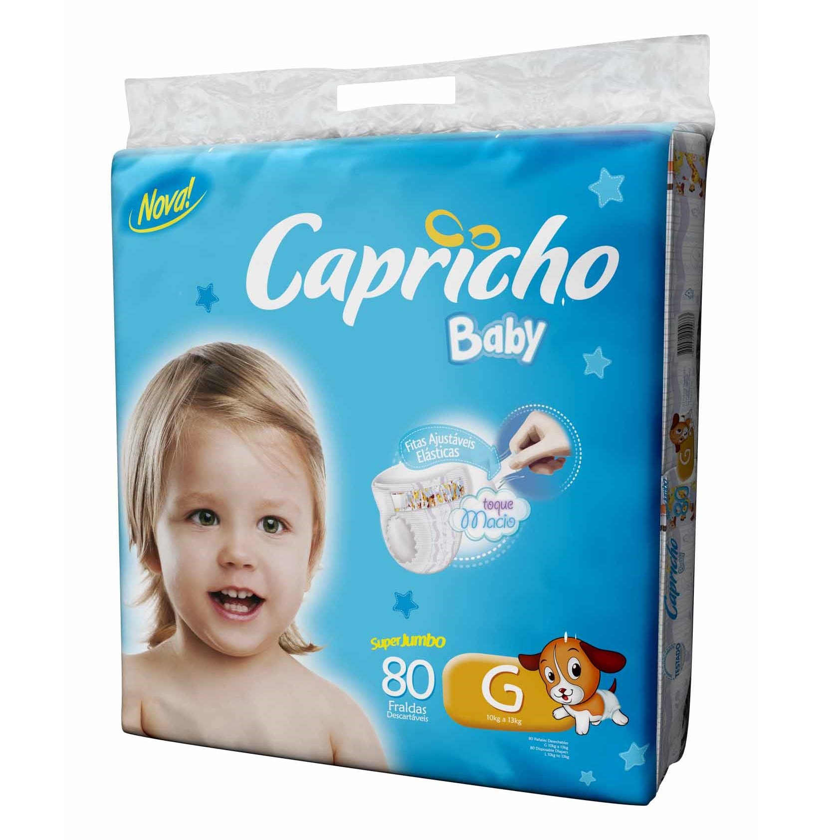 Capa do produto Fraldas Capricho Baby Toque Macio G 80 Unidades