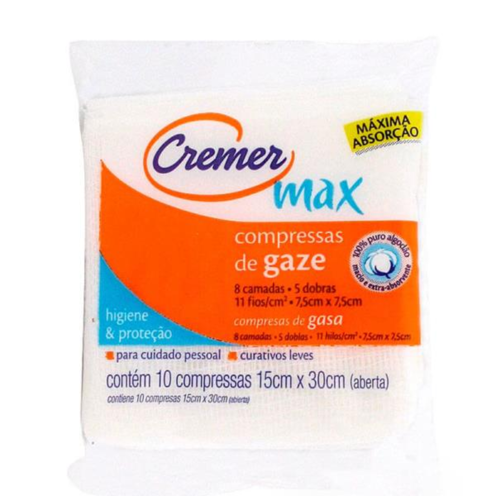 Capa do produto Compressa De Gaze 11 Fios Cremer 10 Unidades