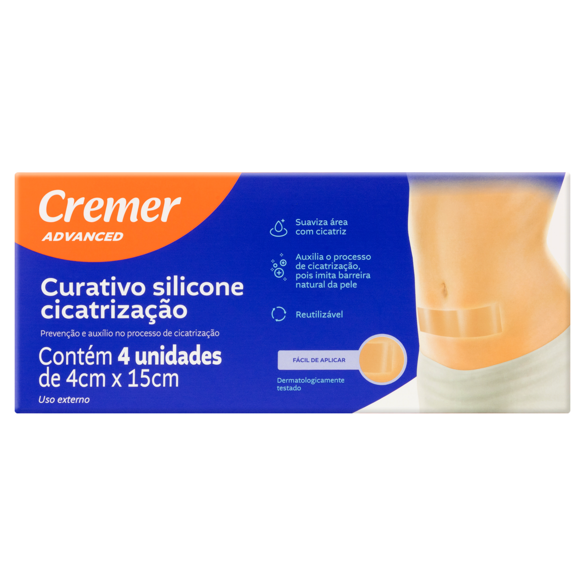 Capa do produto Curativo De Silicone Cicatrização Cremer Advanced Caixa 4 Unidades