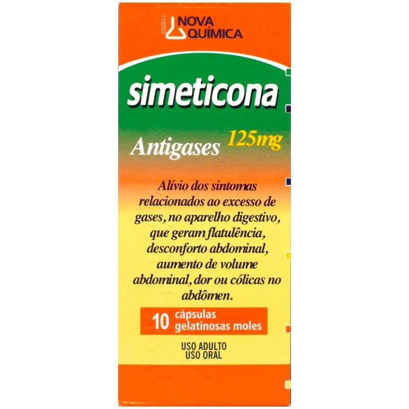 Capa do produto Simeticona Genérico Nova Quimica 125Mg 10 Cápsulas Gel