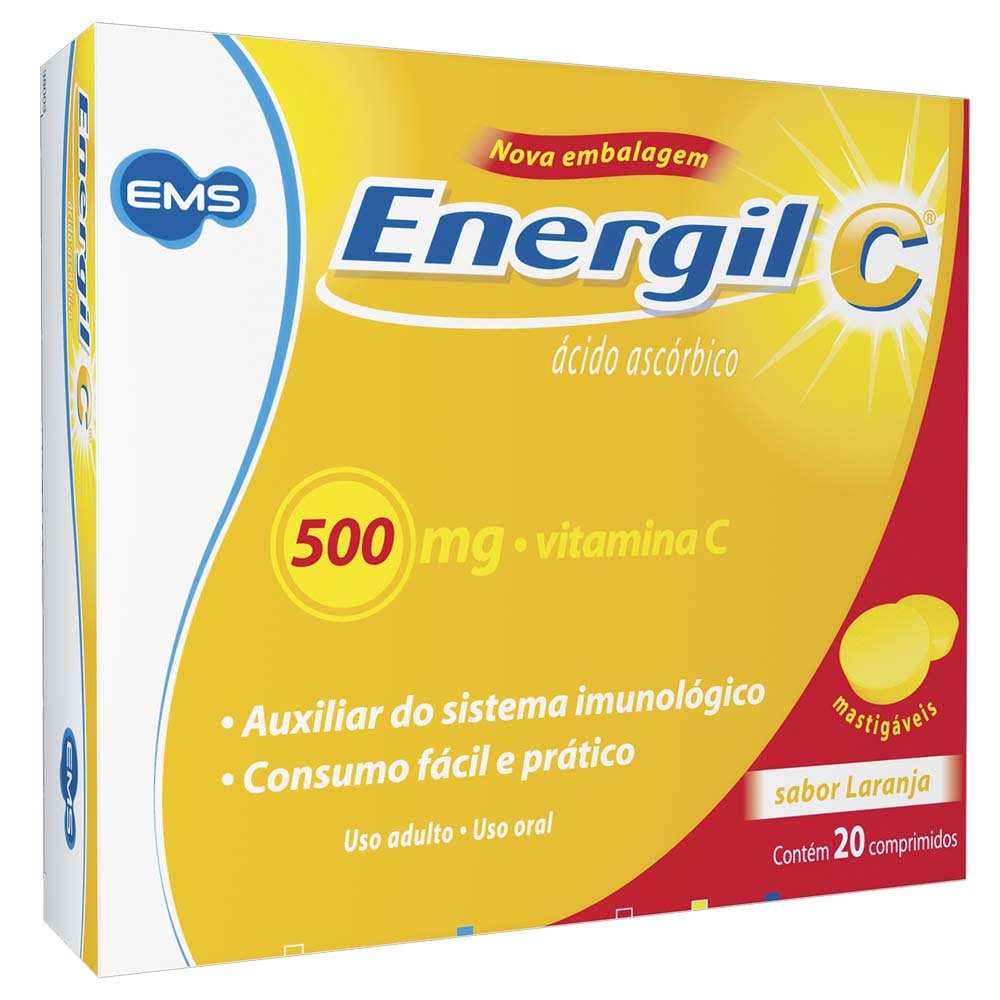 Capa do produto Energil C 500Mg 20 Comprimidos Mastigáveis