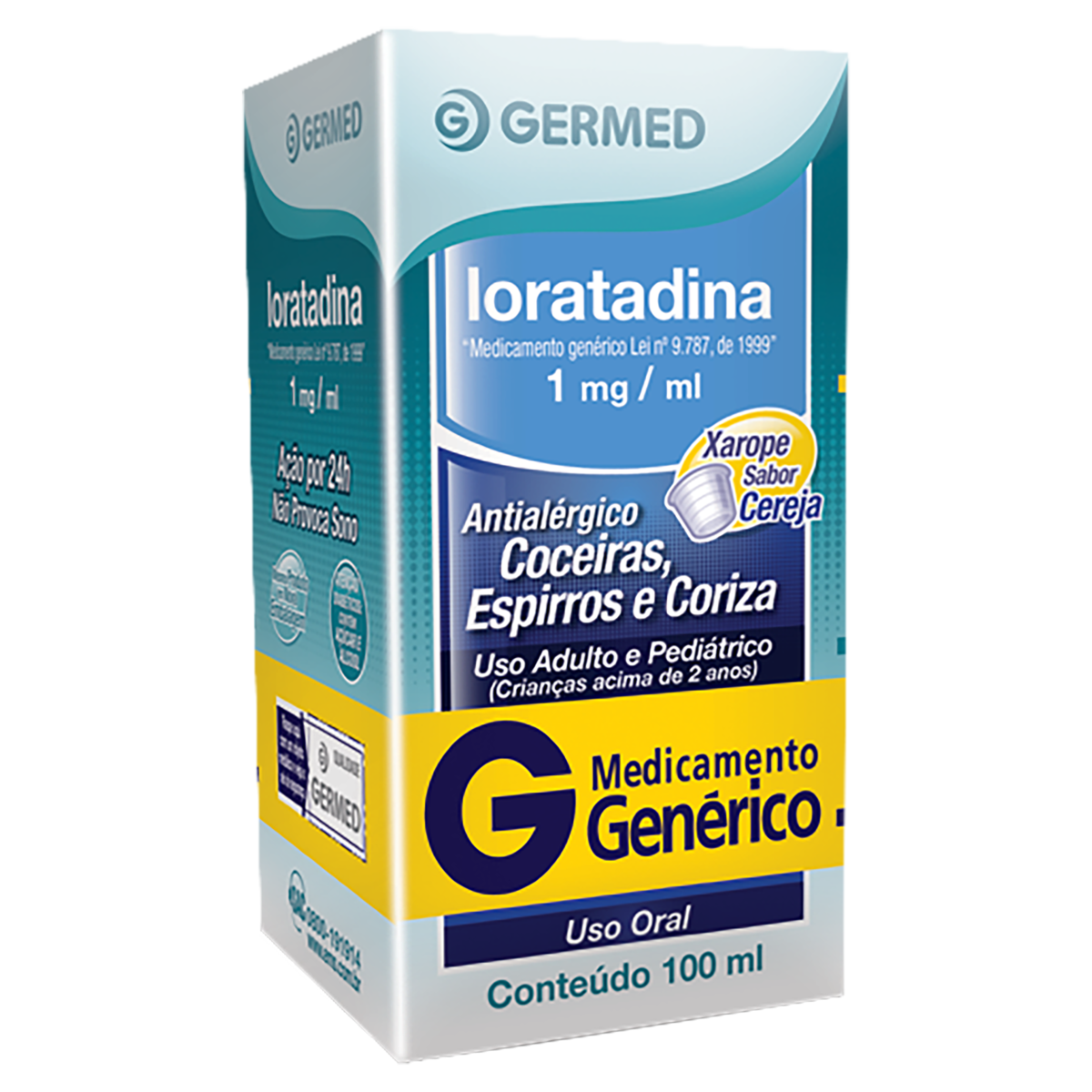 Capa do produto Loratadina Xarope Genérico Germed 1Mg/Ml 100Ml