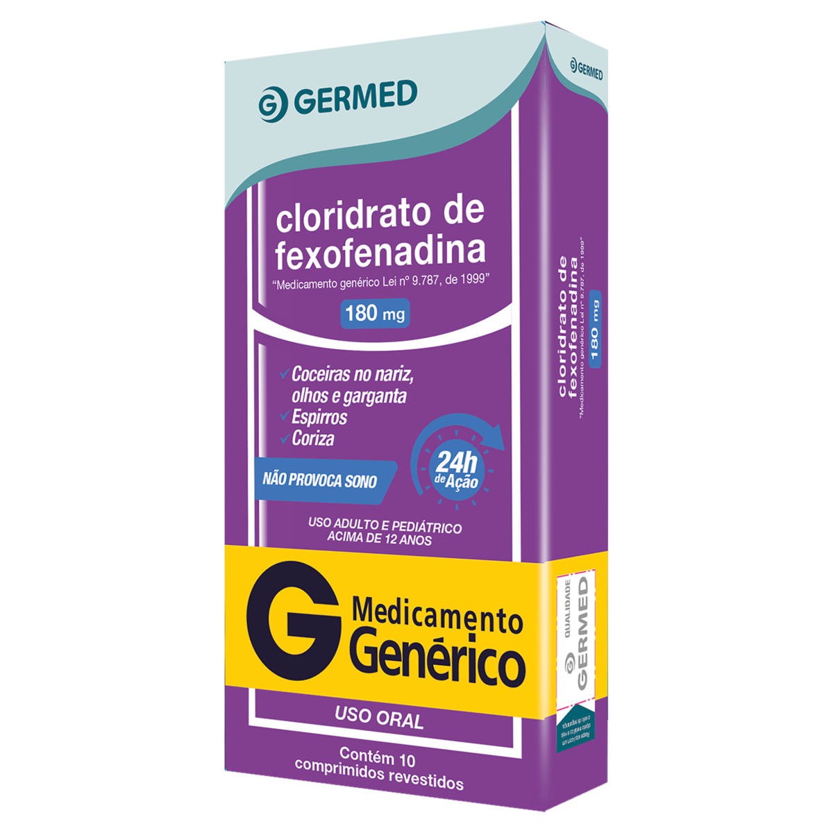 Capa do produto Cloridrato De Fexofenadina 180Mg Germed Caixa 10 Comprimidos Revestidos