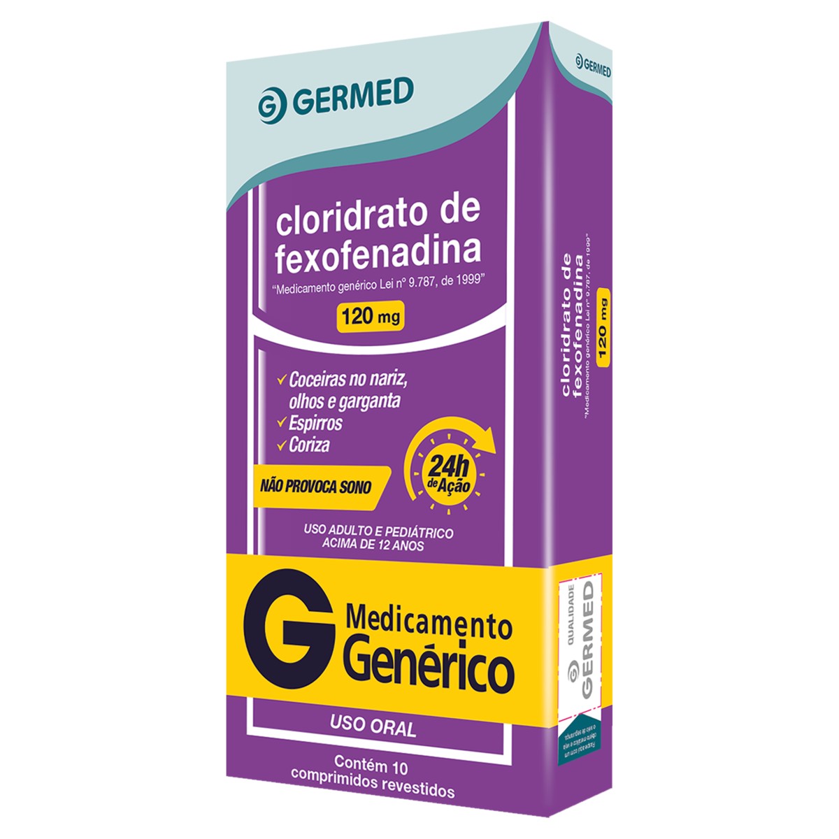 Capa do produto Cloridrato De Fexofenadina 120Mg Germed Caixa 10 Comprimidos Revestidos