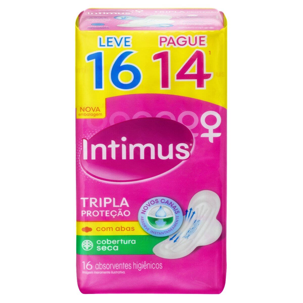 Capa do produto Absorvente Externo Intimus Tripla Proteção Seca Com Abas 16 Unidades