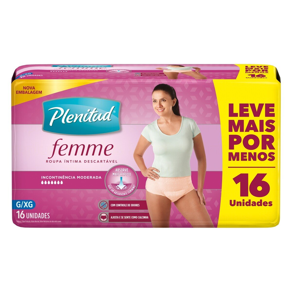 Capa do produto Roupa Íntima Plenitud Femme G/Xg 16 Unidades