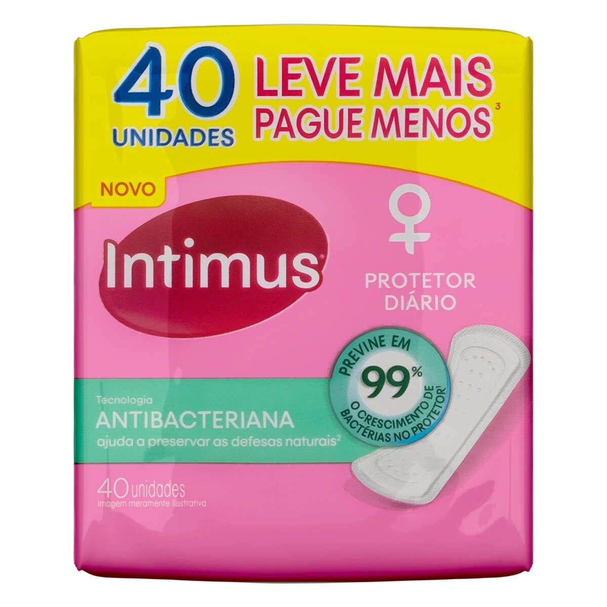 Capa do produto Protetor Diário Intimus Tecnologia Antibacteriana 40 Unidades
