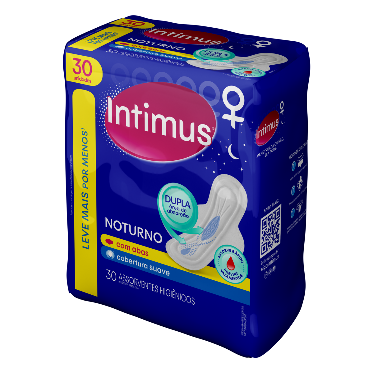 Capa do produto Absorvente Externo Intimus Noturno Suave Com Abas 30 Unidades