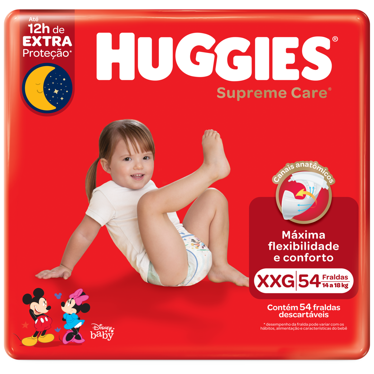 Capa do produto Fralda Descartável Infantil Huggies Supreme Care Xxg Pacote 54 Unidades