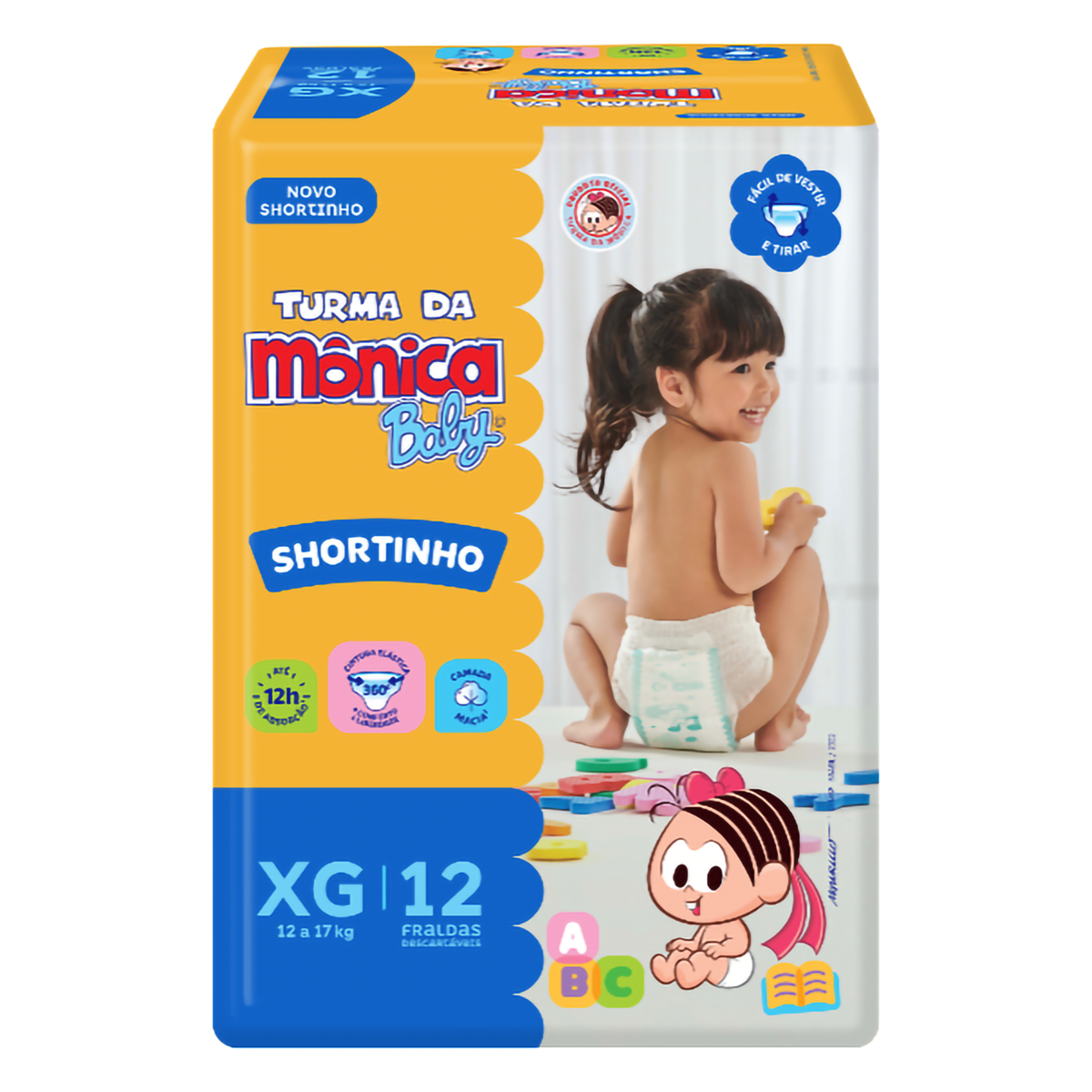Capa do produto Fralda Descartável Shortinho Turma da Mônica Baby XG Pacote 12 Unidades