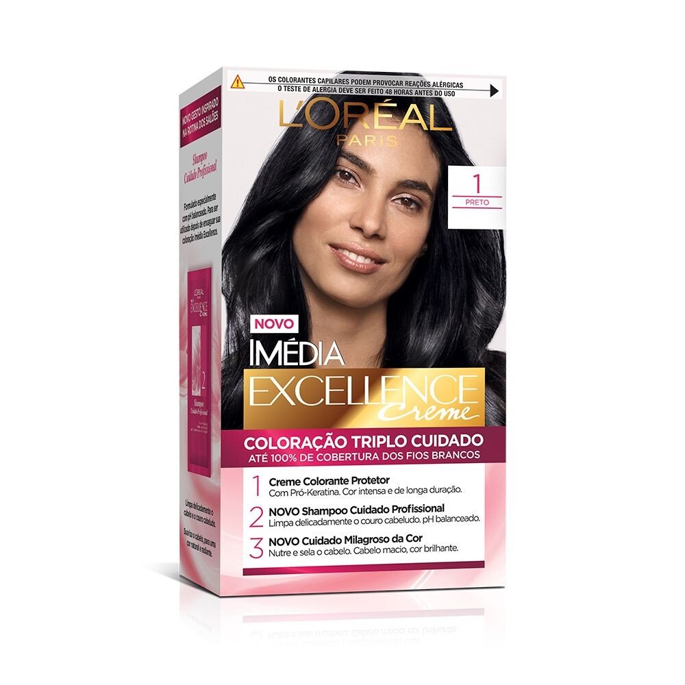 Capa do produto Tintura Permanente Imédia Excellence 1.0 Preto 1 Unidade