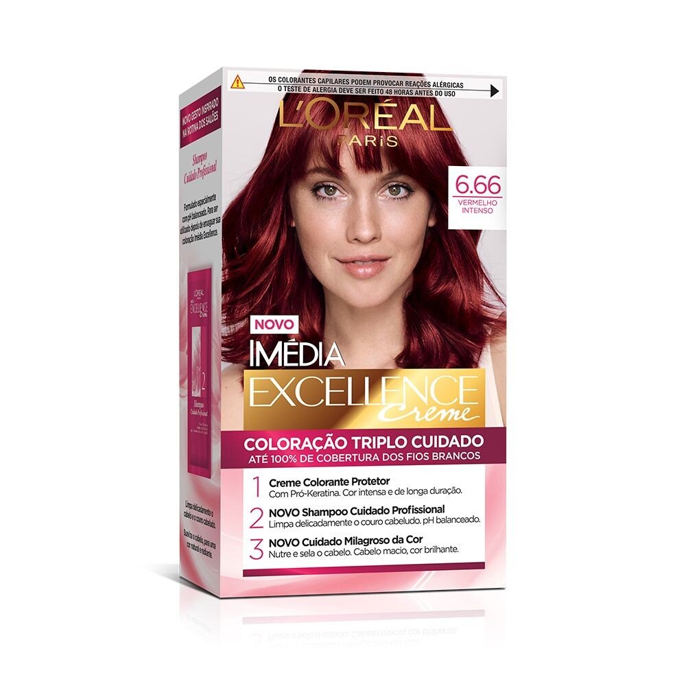 Capa do produto Tintura Permanente Imédia Excellence 6.66 Vermelho Acetinado 1 unidade