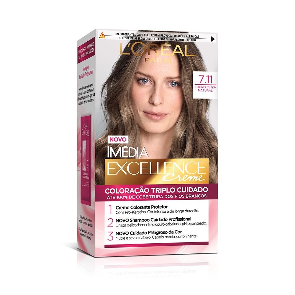 Capa do produto Tintura Permanente Imédia Excellence 7.11 Louro Cendré Natural 1 unidade