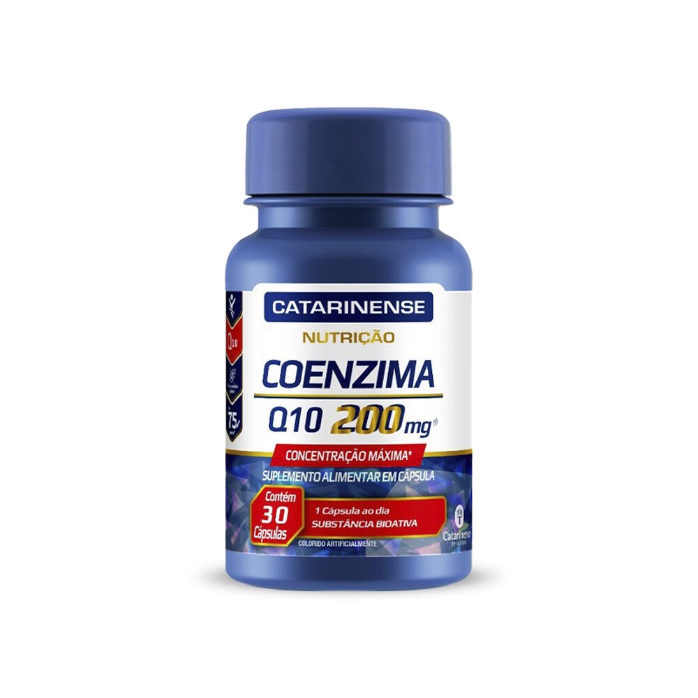 Capa do produto Coenzima Q10 200Mg Catarinense Nutrição Frasco 30 Cápsulas Gelatinosas
