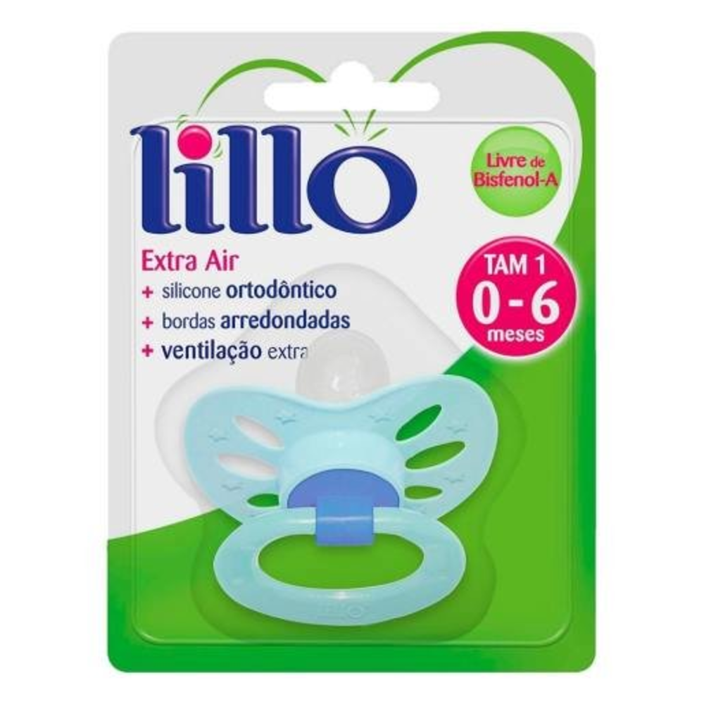 Capa do produto Chupeta de Silicone Lillo Extra Air Tamanho 2 Azul 1 unidade