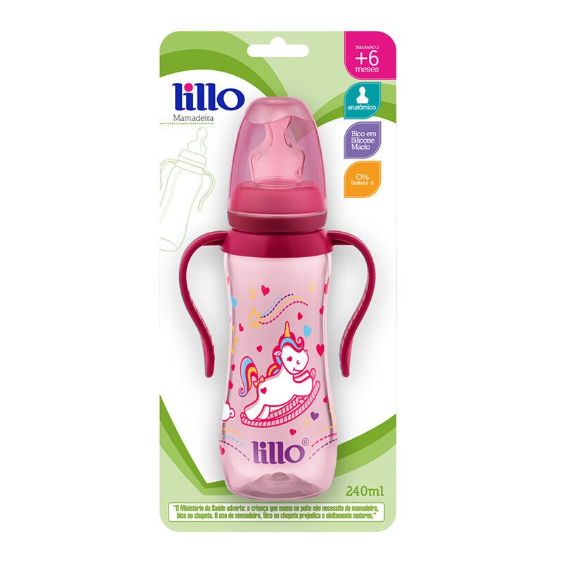 Capa do produto Mamadeira Lillo Sonho Acinturada Bico Ortodontico Rosa 240Ml