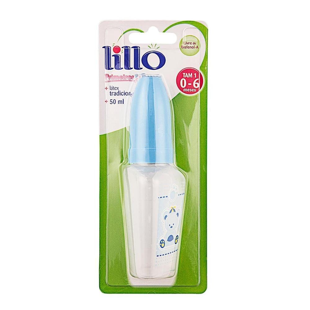 Capa do produto Mamadeira Lillo Primeiros Passos Miniform Latex Azul 50Ml