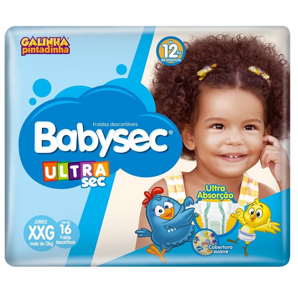 Capa do produto Fralda Babysec Galinha Pintadinha Ultrasec XXG 16 unidades