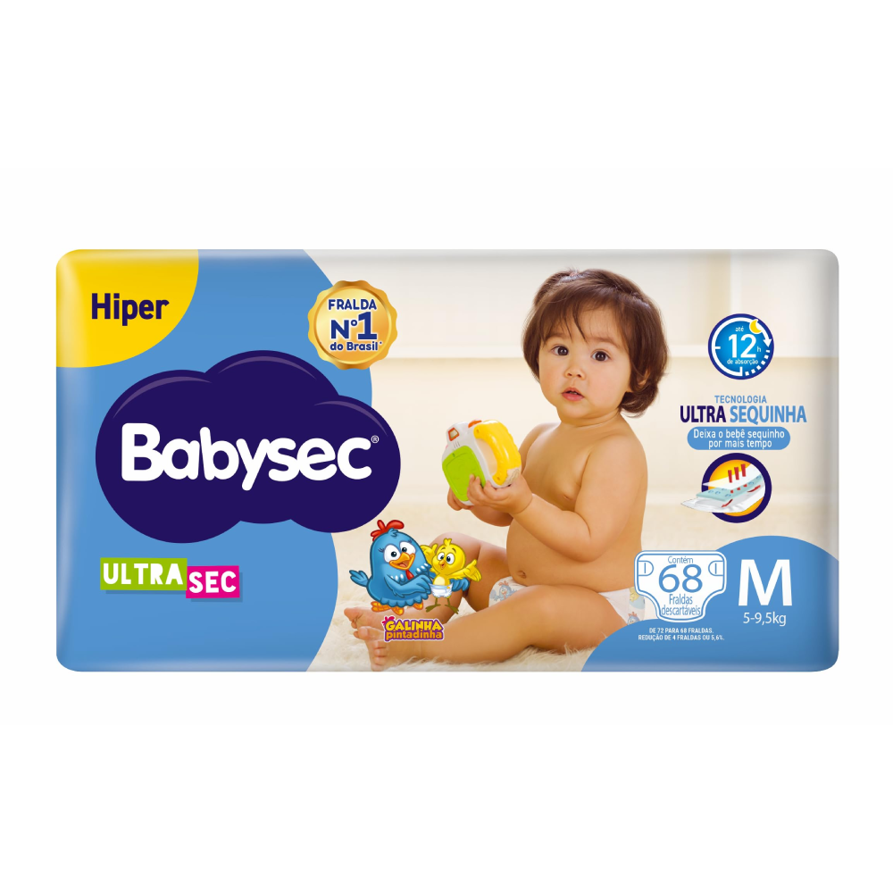 Capa do produto Fralda Descartável Babysec Ultra Sec Hiper M 68 Unidades