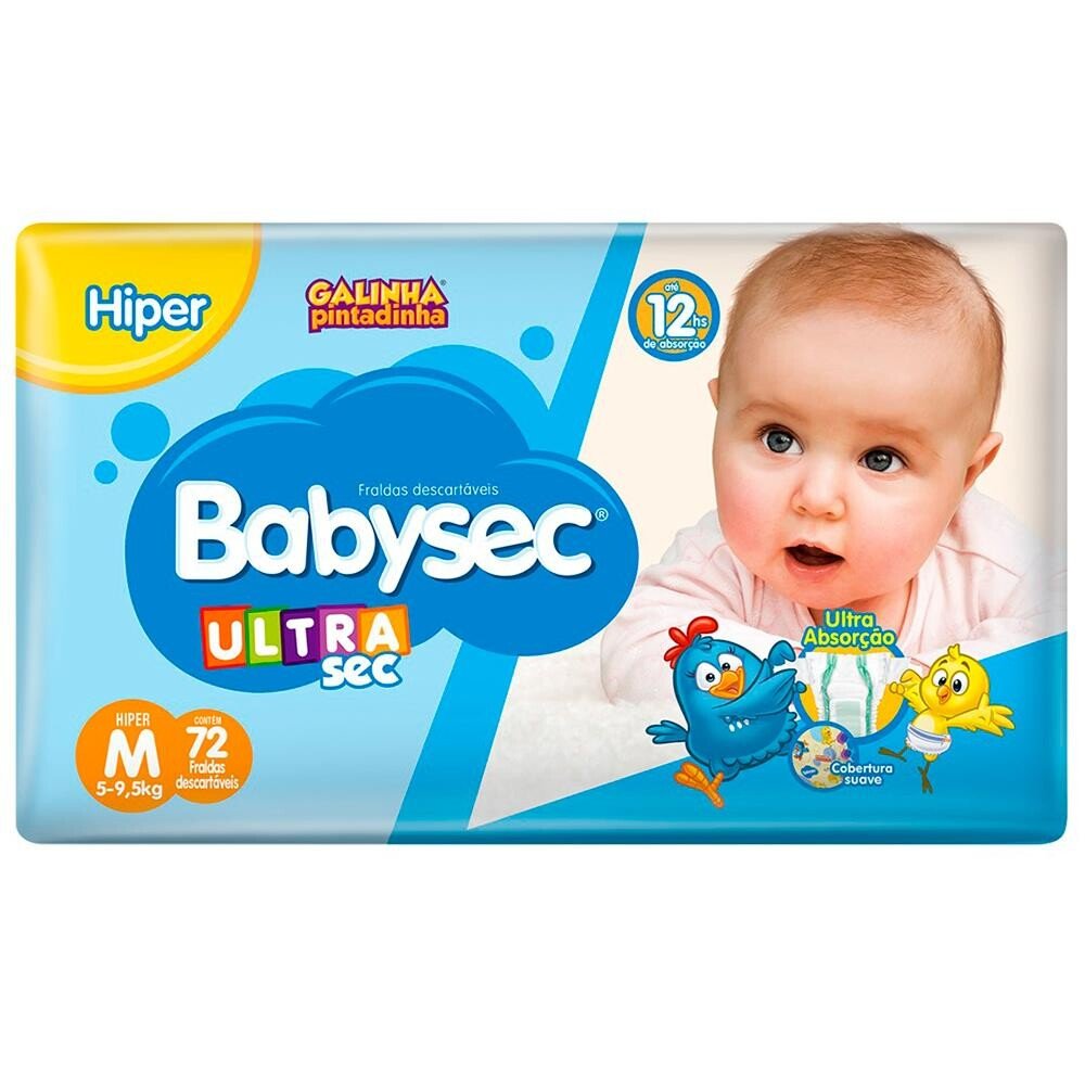 Capa do produto Fralda Descartável Babysec Galinha Pintadinha Hiper M 72 unidades