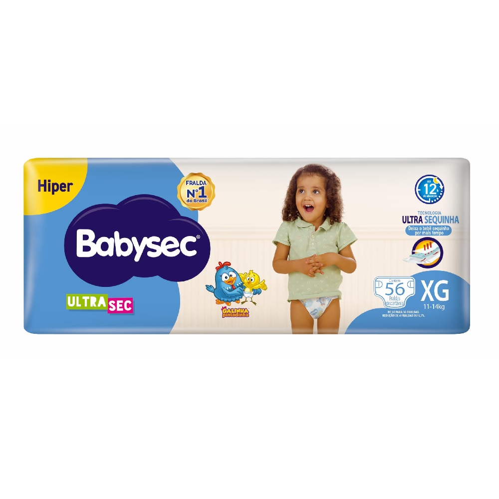 Capa do produto Fralda Babysec UltraSec Galinha Pintadinha Hiper XG 56 Unidades